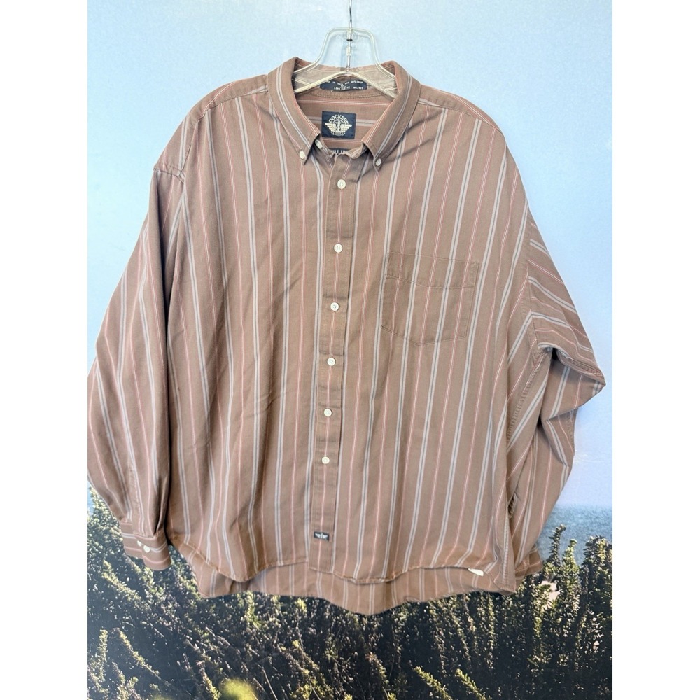 Vintage Dockers Relaxed Fit Striped Button Up Shirt Mens XL Beige Streetwear